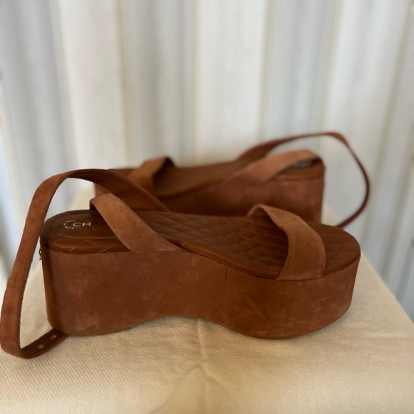 CHANEL SUEDE PLATFORM WEDGE (WORN ONCE!) - Picture 4 of 7